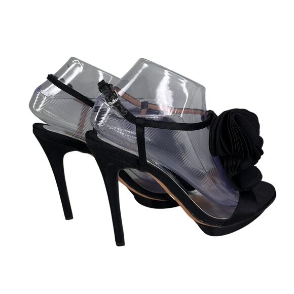 Badgley Mischka Black Satin Stilettos 5 1/2” Heel 9M - Picture 7 of 16